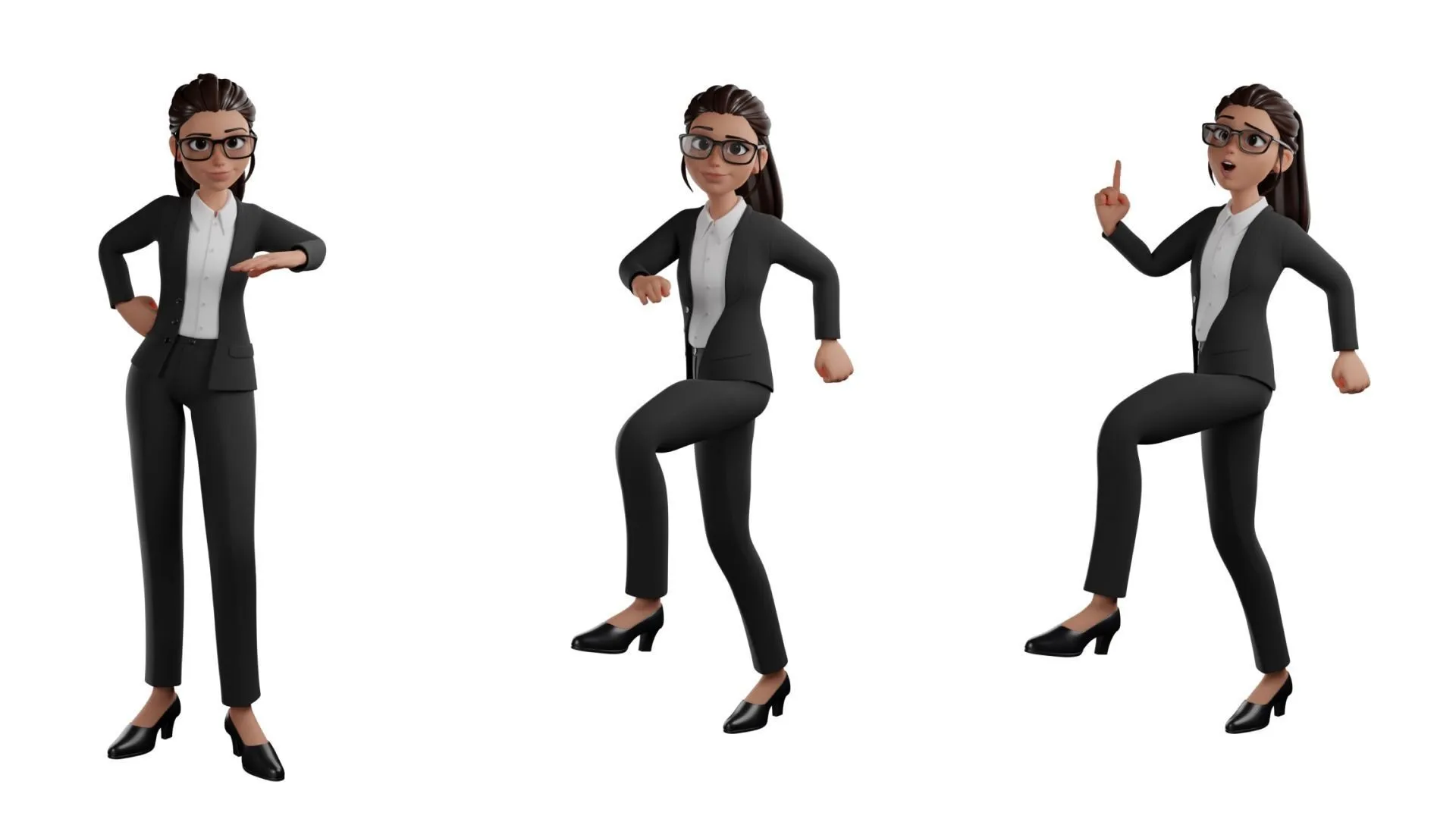 Secretary Business Woman Character 3D model animation preview